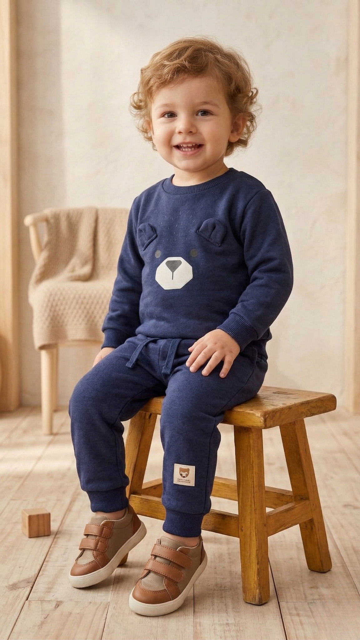 Conjunto Flanelado Up Baby Azul Marinho